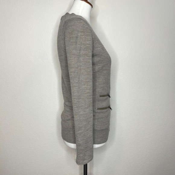 WALLACE J.Crew Wool Alpaca Cardigan Sweater XS Brown Double Layer Zip Pockets - Picture 6 of 10